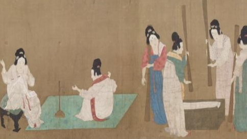 Court Ladies Preparing Newly Woven Silk