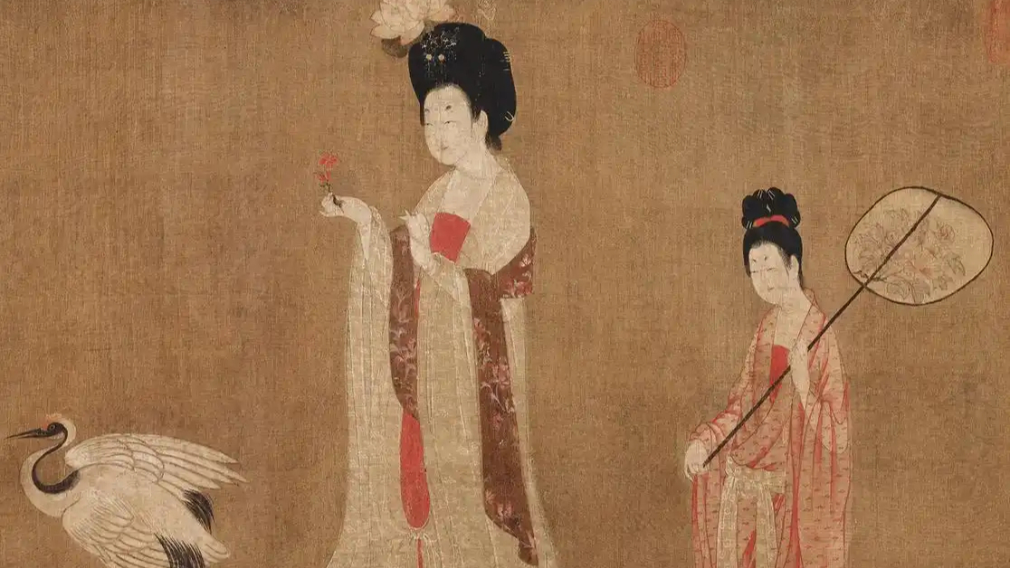 Court Ladies Adorning Their Hair with Flowers